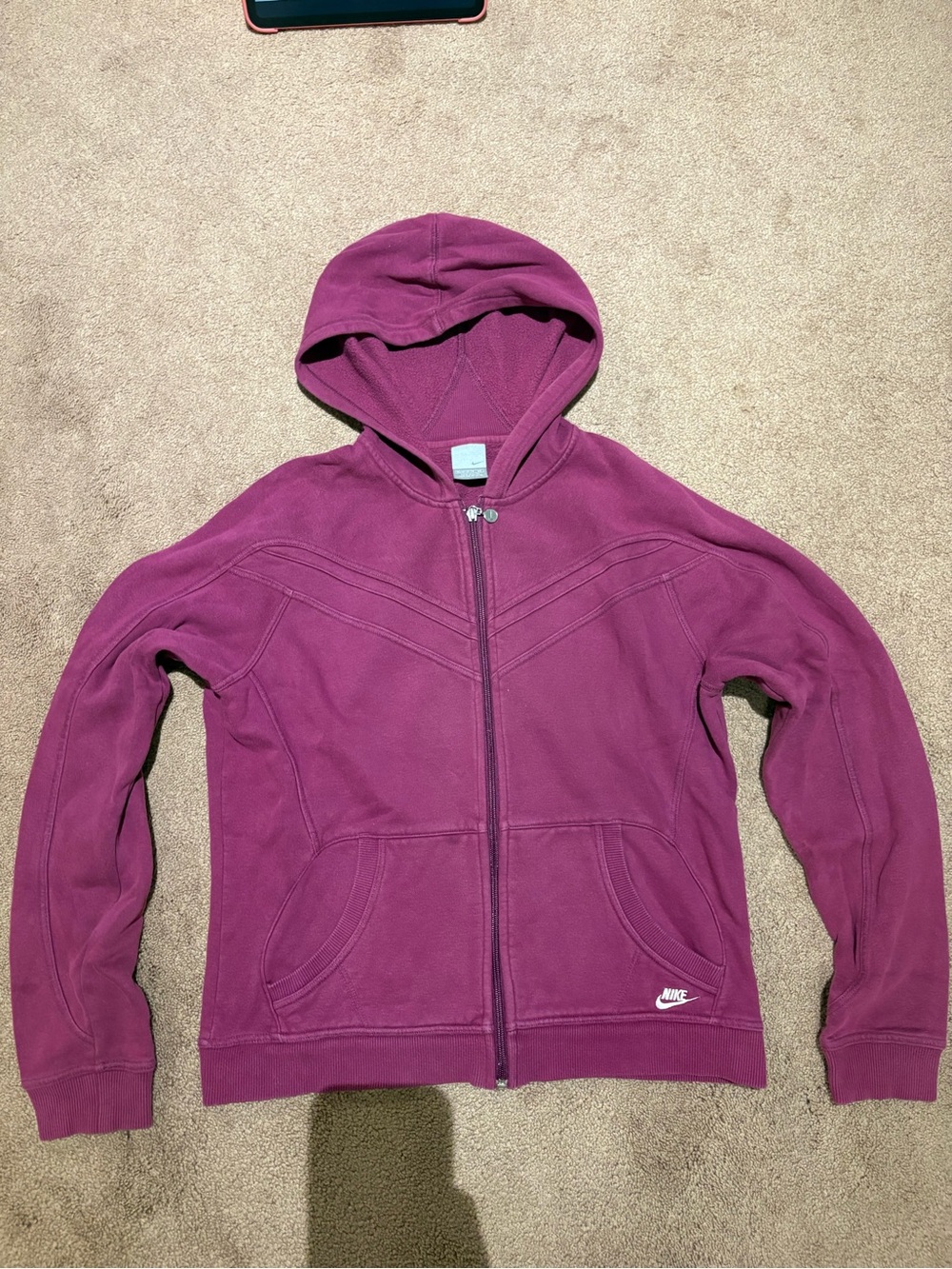 Nike Kids' magenta Zip-Up Hooded Jacket size XL 16-18